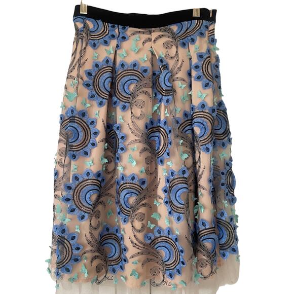 NWT Anthropologie Eva Franco Blue Embroidered Solstice Tulle Skirt • Size 4 - Picture 2 of 5